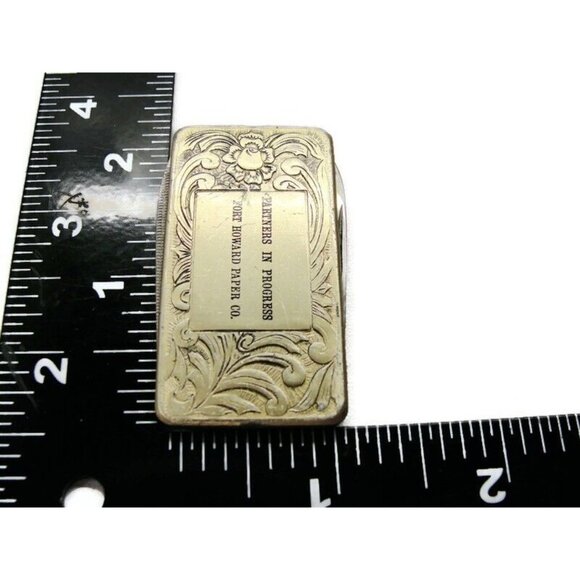 Partners Progress Fort Howard Paper Co Knife File Money Clip Stainless Steel Vtg - Picture 5 of 12